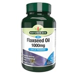 Natures Aid Flaxseed Oil 90 Softgel Capsules - High Strength 1000mg Omega 3 6 & 9 Alpha Linolenic Acid Supplement Support for Healthy Blood Cholesterol Vegan Vegetarian Gluten Free Not Gummies Tablets