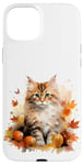 Coque pour iPhone 15 Plus Cute Fall Cat With Autumn Pumpkins For Girls And Cat Grandma