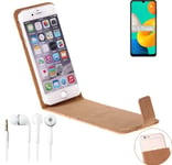 For Samsung Galaxy M32 + EARPHONES cork cover case bag flipstyle protection wall