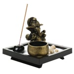 Zen Garden Buddha Candle Holder Resin Creative Crafts Ornaments with Sitting Buddha, Tealight Candle, and Incense Holder for Home Decor Gift Set (Elephant)