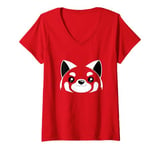 Womens Red Panda Cute Face for Animal Lovers and Wildlife Fans V-Neck T-Shirt