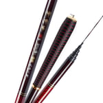 KQP Fishing Rod Carbon Fiber 3.6-7.2M Ultra Hard Telescopic Fishing Rod Reel Combo Sea Fishing Suitable For Outdoor Fishing Activities (Size:7.2M; Color:Black Red)