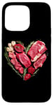 Coque pour iPhone 15 Pro Max Graphique culinaire pour la Saint-Valentin, barbecue, viande de bœuf crue, cœur, papa et chef