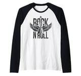 Rock and Roll Guitar Player Musicians Raglan Baseball Tee