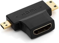 Mini + Micro Hdmi Adaptateur Double - Hdmi Femelle Mini Hdmi Mâle + Micro Pr Hdmi - 3D Full Hd 1080P