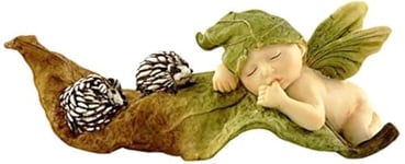 Top Collection Jardin Féérique Miniature et Statue de Terrarium Sleeping Fairy Baby with Hedgehogs