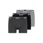 BOSS Men's Power 3-Pack Bold Logo Boxer Briefs, Gray/Charcoal/Black, XXL (Pack of 2)