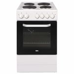 50cm White Electric Cooker With 4 Zone Plate Hob, Single Cavity, Freestanding - SIA ESCA51W