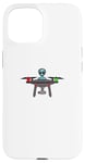 Coque pour iPhone 15 Design drôle de pilote de drone extraterrestre OVNI.