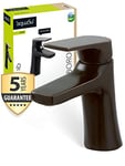 aquaSu® Robinet de lavabo Boro noir avec buse mélangeuse à économie d'eau, position de carburant froide économique, valve pop-up, cartouche en céramique, montage par le haut, noyau en laiton, 796965