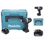 Makita DHP 484 G1JB Perceuse-visseuse à percussion sans fil 18 V 54 Nm Brushless noir + 1x batterie 6,0 Ah + Makpac - sans chargeur