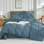 Luofanfei Housse de Couette 240 x 260 Gris Foncé 2 Personnes Uni Adulte Ultra Douce Parure de Lit Microfibre Bleue Linge de Lit Unie Moderne Parure Housse Couette zippée avec Taies d'oreiller 65x65