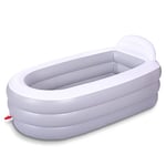 Baignoire gonflable pour adultes, baignoire portable avec dossier, 165 × 86 × 71 cm, baignoire autoportante pliable pour la maison, le spa ou le bain de glace (gris blanc)