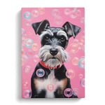 Schnauzer Bubble Gum Painting Canvas Print for Living Room Bedroom Home Office Décor, Wall Art Picture Ready to Hang, 30x20 Inch (76x50 cm)