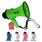 Pyle Haut-Parleur Mégaphone Compact à Piles avec Sirène, Mégaphone Porte-Voix, 30 Watts, Microphone, 2 Modes, Sonorisation PA, Poignée Pliable pour Cheerleading et Usage Policier, Vert