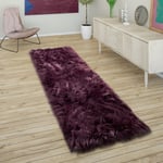 Paco Home - Tapis Fausse Fourrure Coussin Cœur Rond Différentes Formes, Violet 80x150 cm