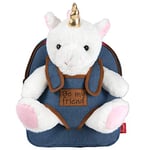 PERLETTI Sac à Dos Peluche Licorne pour Enfant 3 4 5 Ans - Cartable Mignon et Doudou Animal Unicorne pour École Maternelle - Sacoche Douce avec Unicorn pour Petit Fille Garçon - 21x27x9cm (Licorne)