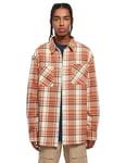 Urban Classics Men's Long Oversized Checked Leaves Shirt, Softseagrass/red, L