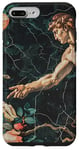 Coque pour iPhone 7 Plus/8 Plus Noir Art Déco Floral Michel-Ange Création Of Adam Sixtine