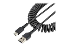 StarTech.com 1 m USB-A till C-laddningskabel, kraftig spiralkabel för snabb laddning och synkronisering, USB 2.0 A till USB Type-C-kabel av hög kvalitet, robust aramidfiber, slitstark hane till hane USB-kabel - USB typ C-kabel - USB till 24 pin USB-C - 1