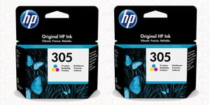 2x HP Original 305 Colour Ink Cartridges For ENVY 6010 Inkjet Printer, 3YM60AE