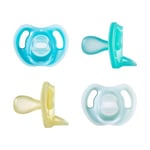 Tommee Tippee Ultra-light Soothers, 6-18 months, 4 pack of one piece silicone, BPA free soothers