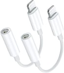 Apple Mfi Certified 2 Pack Lightning - 3,5 mm kuuloke Aux Audio Jack Adapteri, Iphone Dongle Kaapeli Kuulokkeet Kuulokkeet Muunnin Yhteensopiva IP:n kanssa