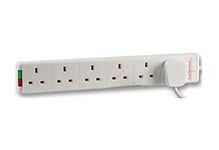Invero® 6 Way Gang Power Mains Extension Lead 2M Metre Cable British Approved 13A Amps Surge and Spike Protected - White