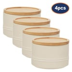 Pack of 4 380ml Cream Stoneware Kitchen Food Coffee Sugar Tea Storage Canisters