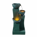 Teamson Home Fontaine d'eau extérieure à 3 étages de 28,54 pouces avec lumières LED, vert, Teamson Home