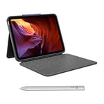 Logitech Rugged Folio Keyboard Case for iPad (10th gen) with wireless keyboard and Logitech Crayon (USB-C) digital pencil for all iPads (2018 releases and later) - QWERTY UK