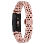 Tencloud Straps Compatible with Fitbit Inspire 2 Strap, Metal Stainless Steel Adjustable Replacement Business Wristband Band Watch Accessory for Inspire 2 Fitness Tracker Only (Rose Pink)