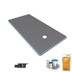 Receveur de douche à carreler 160 x 90 WEDI Fundo Primo écoulement excentré + bonde horizontale + kit d'étanchéité + colle 320