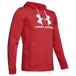 Under Armour Men Sportstyle Terry Logo Hoodie Warm-Up Top - Martian Red//White (646), Small