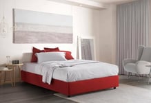 Talamo Italia - Lit double Adele, Lit coffre en tissu, Ouverture frontale, Matelas 140x190 cm inclus, 100% Made in Italy, Rouge