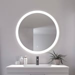 Loevschall Vega Miroir Rond avec éclairage | Miroir LED avec Interrupteur Tactile Ø 600 | Miroir de Salle de Bain avec éclairage LED | Miroir de Salle de Bain réglable avec éclairage | Miroir Mural