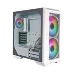 Cooler Master HAF 500 White Boîtier Moyen Tour PC, 2 Ventilateurs 200mm ARGB pour Flux d'air Élevé, Ventilateur GPU 120mm Orientable, Options de Refroidissement Multiples, Panneau Verre Trempé, Blanc