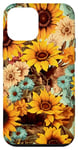 Coque pour iPhone 12 mini Western Boho Turquoise Tournesols Rodéo Cowgirl Girl