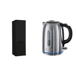 Russell Hobbs RH54FF180B 54cm Wide 180cm High Freestanding Fridge Freezer, 204L Fridge Space & Brushed Stainless Steel Electric 1.7L Cordless Kettle (Quiet & Fast Boil 3KW