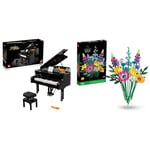 LEGO 21323 Ideas Grand Piano Model Building Set for Adults, Collectible Home Décor Kit & 10313 Icons Wildflower Bouquet Set, Artificial Flowers with Poppies and Lavender