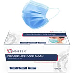 British Brand | Omnitex 3ply Premium Type IIR Disposable Surgical Face Mask | EN14683:2019 | 98% Filtration, Fluid Resistant, Medical Face Mask 2R with Ear Loops - Pack of 50