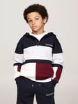 Tommy Hilfiger Kids' Colour Block Fleece Hoodie, Red White Blue