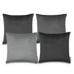 Paco Home Housse Coussin Canapé Lot De 4 Coussin Canapé Housse Coussin Décoratif Chambre Velours Côtelé Velours 45x45, Couleur:Gris, Sets:4pcs-Set