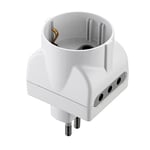 Electraline 71919-Schuko Adaptateur Opaque avec 2 Bivalents Sockets Plug 10A 230 V Matt White Couleur : Blanc