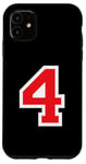 iPhone 11 Jersey Number Uniform #4 Red, Four 4th Case