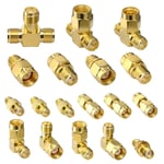 18 pièces SMA Coaxial Coax Adaptateur Kit SMA/RP SMA mâle/Femelle à SMA/RP SMA mâle/Femelle Connecteur pour Antenne WiFi répétiteurs Extension Cable Radio Ham(Q818)