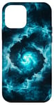 Coque pour iPhone 12 mini turquoise nuages lumières, brouillard, espace