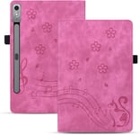 Coque Pour Lenovo Xiaoxin Pad Pro/Lenovo Tab P12 12.7"" Étui Cuir Flip Case Avec Réveil/Sommeil Automatique Support Cover Tablette Housse Lenovo Tab P12 12.7"",Rose Foncé Chat.[F6061]