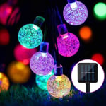 Solar Garden String Lights 50 Led utomhus Crystal Ball String Lights Fairy Lights Vattentät 24ft dekorativ belysning för trädgård, uteplats, gård, jul