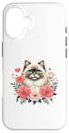 Coque pour iPhone 16 Roses Flowers Himalayan Cat